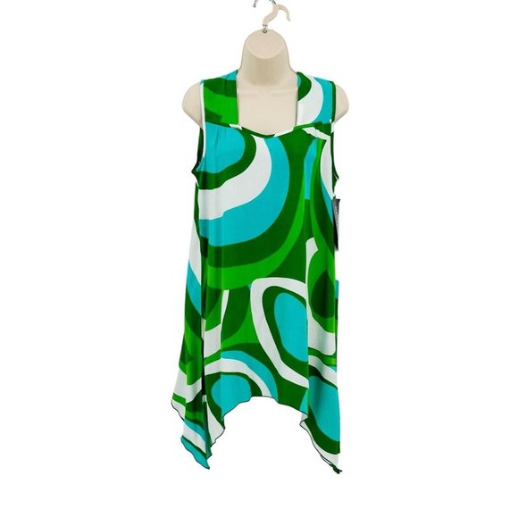 Escapada Asymmetrical Tunic Top Womens Size Small Sleeveless Tank Groovy Green - Picture 3 of 10